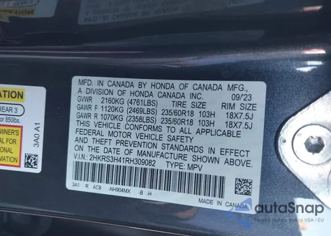2024 Honda Cr-V Ex 2Wd z USA, uszkodzony, nr VIN 2HKRS3H41RH309082